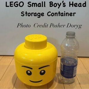 2010 Lego Yellow Boy Head Storage Container with Face Lid